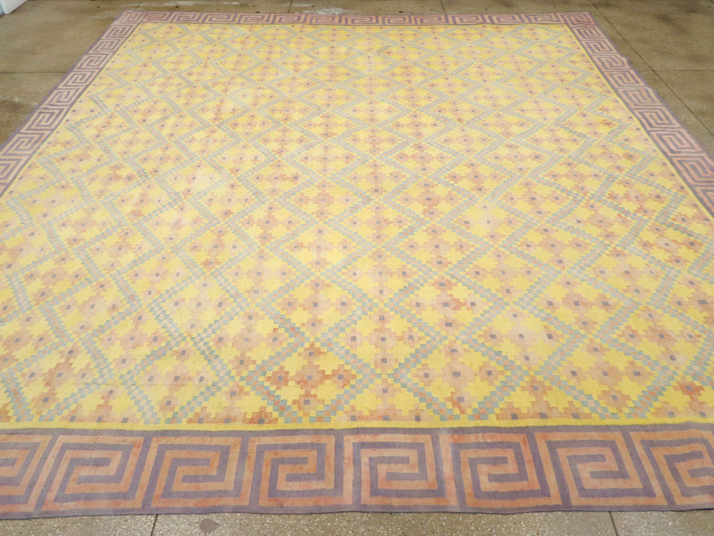 Vintage Indian Dhurrie Square Room Size Flatweave Carpet, No.31322 - Gsblank