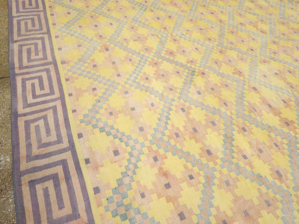 Vintage Indian Dhurrie Square Room Size Flatweave Carpet, No.31322 - Gsblank