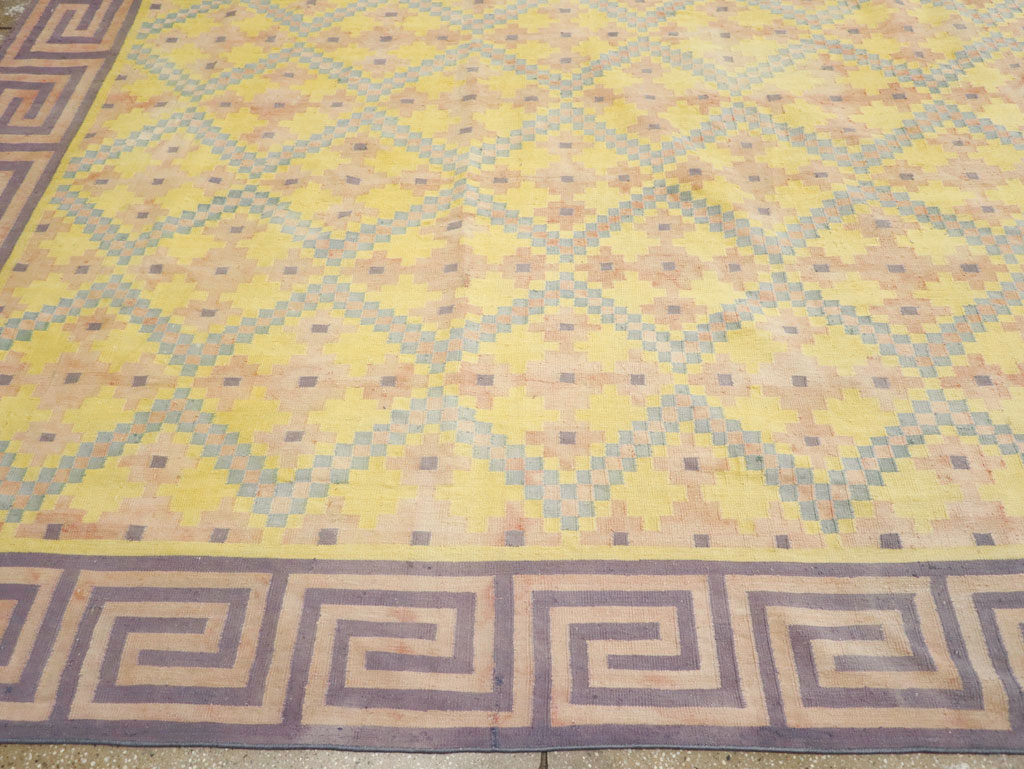 Vintage Indian Dhurrie Square Room Size Flatweave Carpet, No.31322 - Gsblank