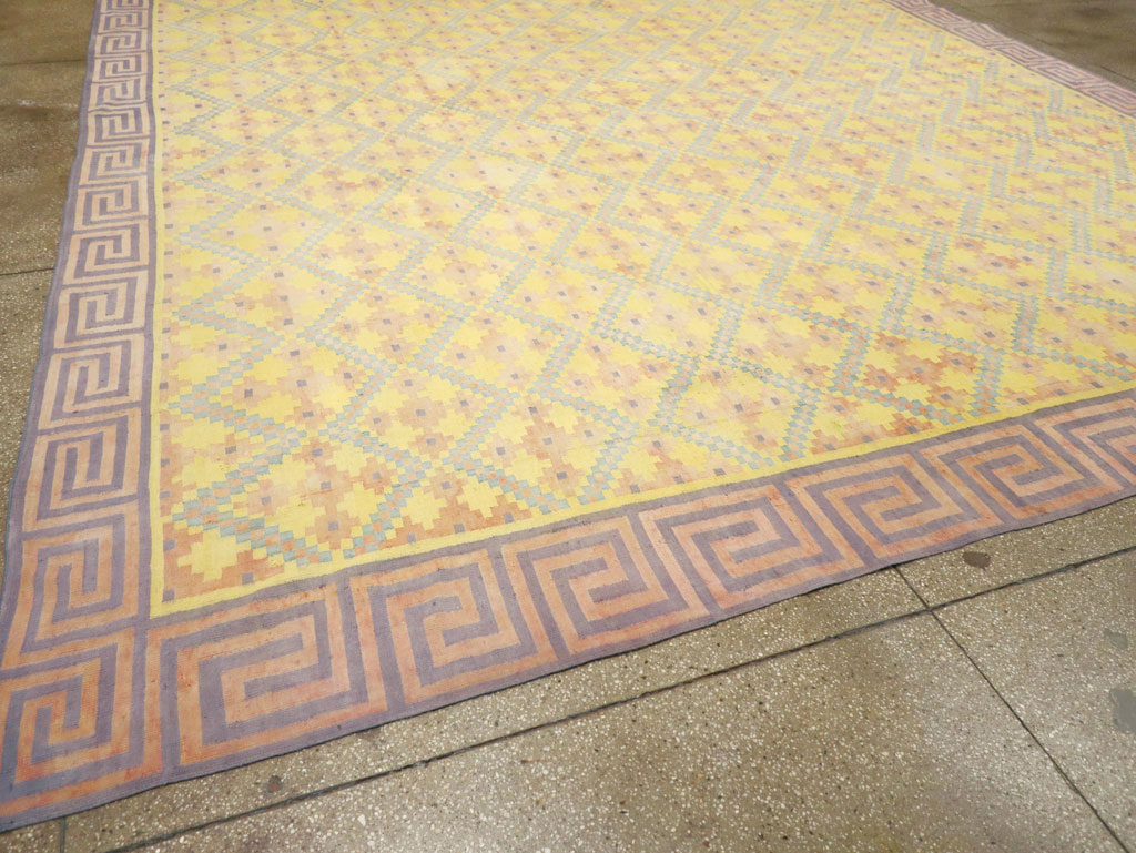 Vintage Indian Dhurrie Square Room Size Flatweave Carpet, No.31322 - Gsblank