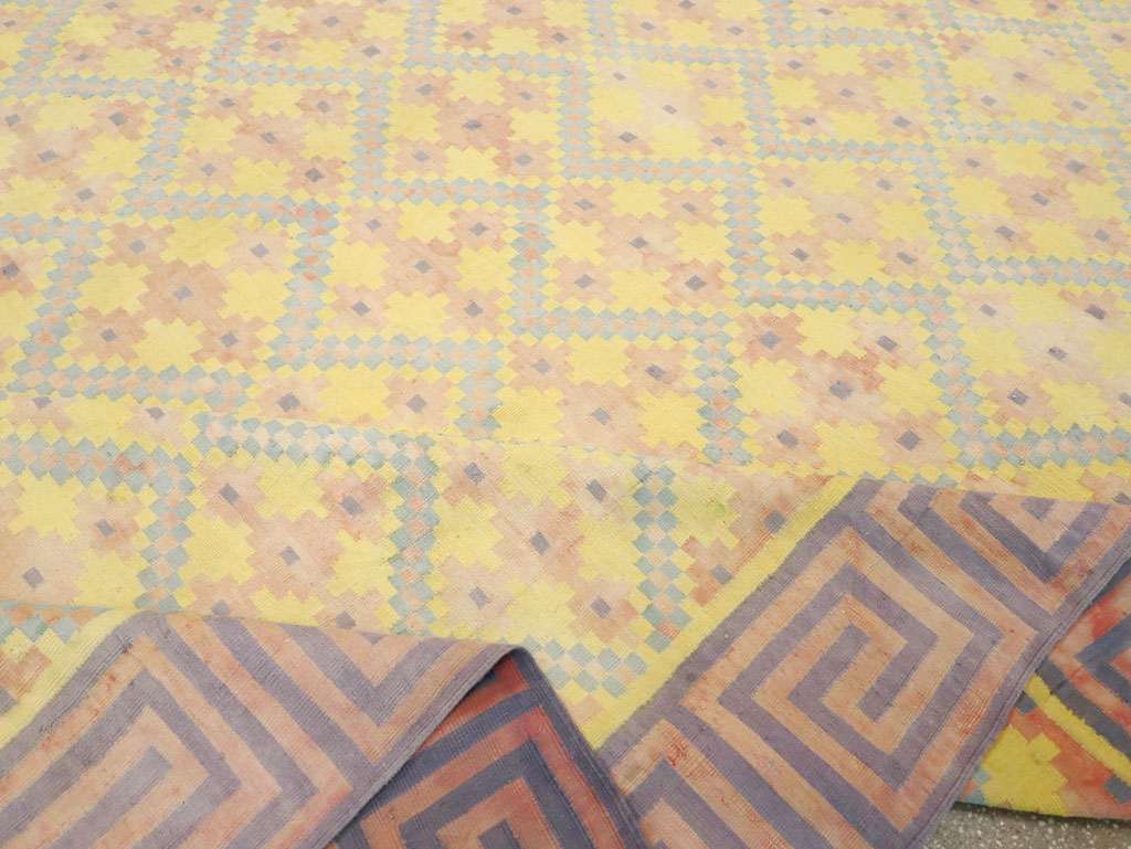 Vintage Indian Dhurrie Square Room Size Flatweave Carpet, No.31322 - Gsblank