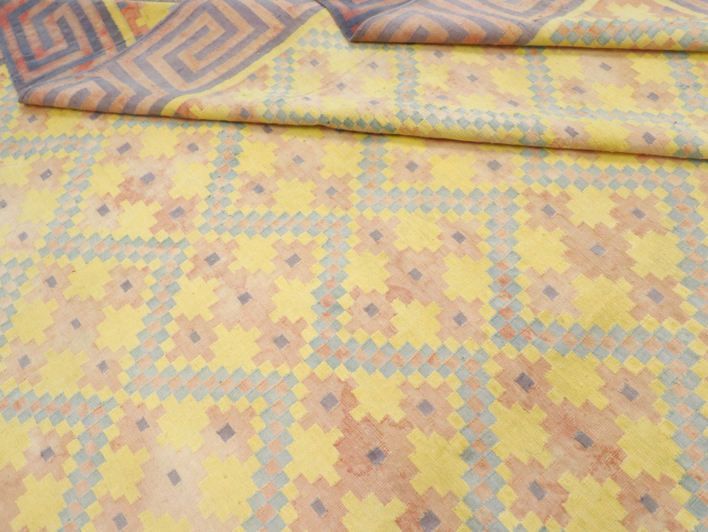 Vintage Indian Dhurrie Square Room Size Flatweave Carpet, No.31322 - Gsblank