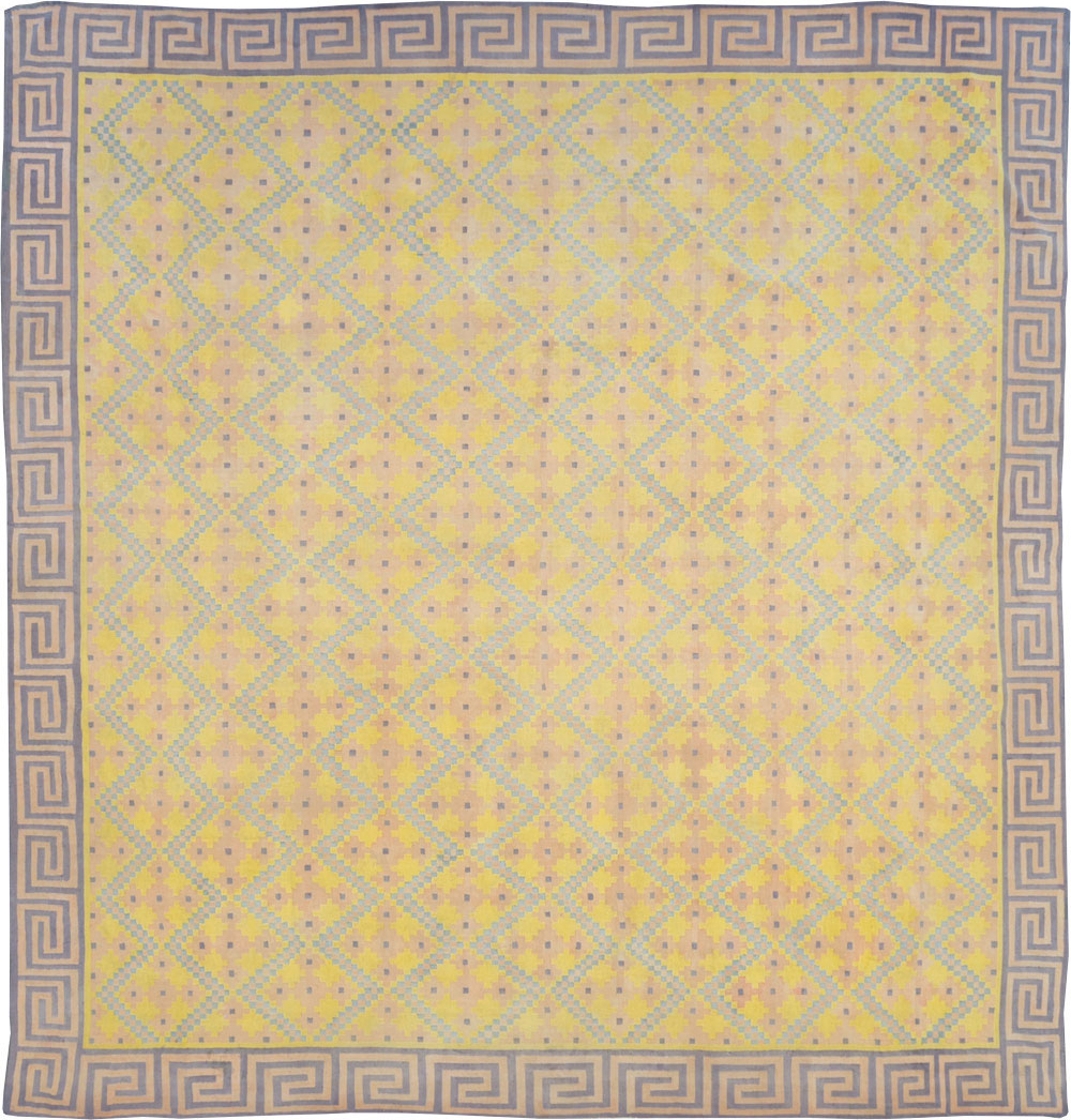 Vintage Indian Flatweave Dhurrie Large Square Carpet, No.31323 - Gsblank