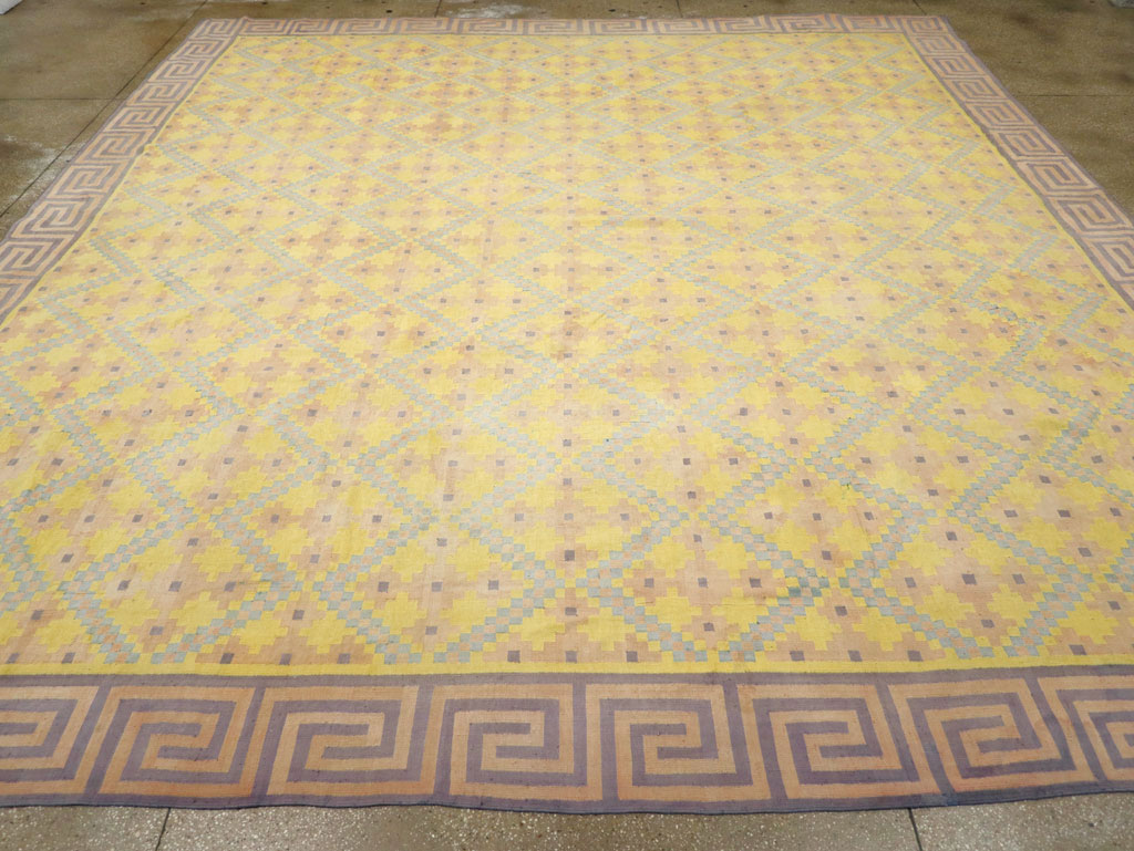 Vintage Indian Flatweave Dhurrie Square Large Carpet, No.31323 - Gsblank