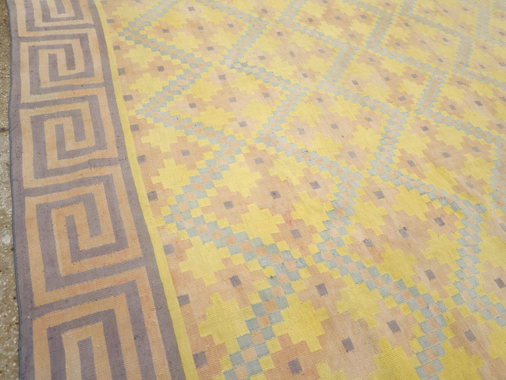 Vintage Indian Dhurrie Square Room Size Flatweave Carpet, No.31323 - Gsblank