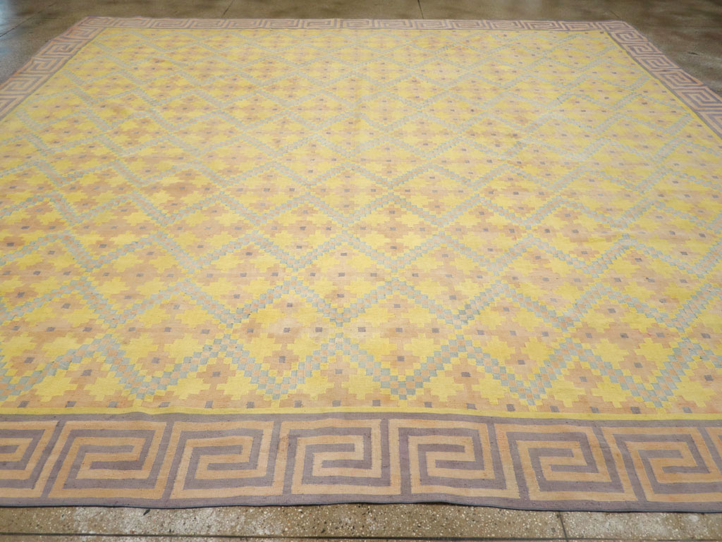 Vintage Indian Flatweave Dhurrie Square Large Carpet, No.31323 - Gsblank