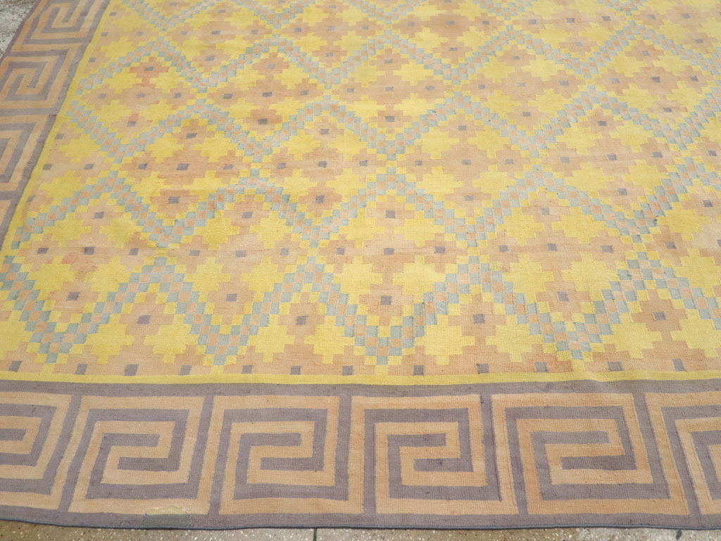 Vintage Indian Flatweave Dhurrie Square Large Carpet, No.31323 - Gsblank