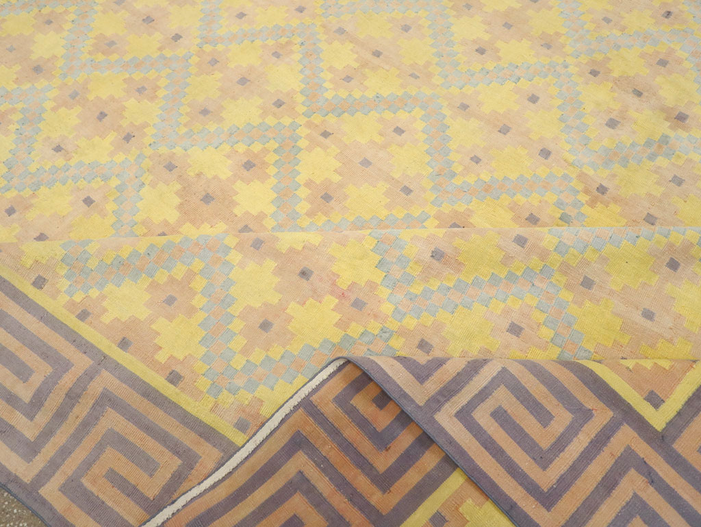 Vintage Indian Flatweave Dhurrie Square Large Carpet, No.31323 - Gsblank