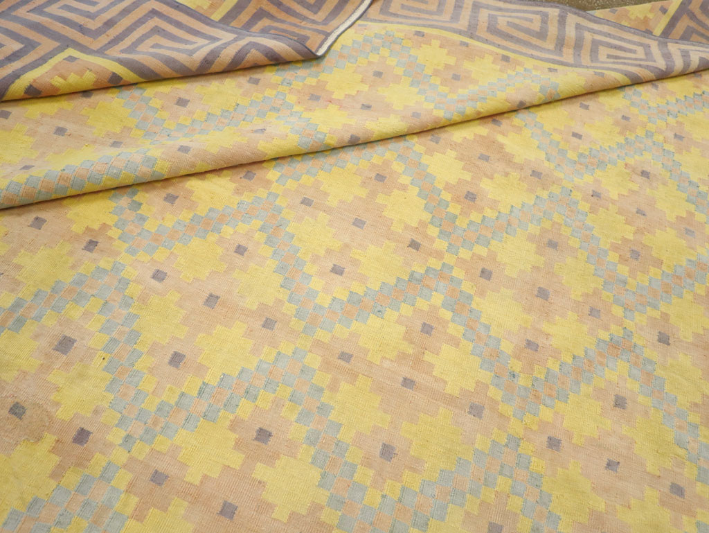 Vintage Indian Flatweave Dhurrie Large Square Carpet, No.31323 - Gsblank