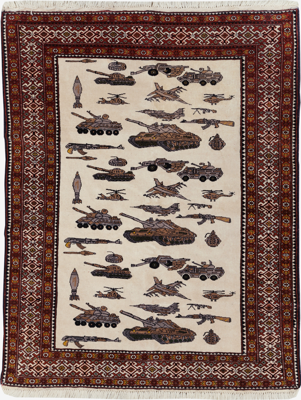 Vintage Afghan Baluch Pictorial War Rug, No.31325 - Gsblank
