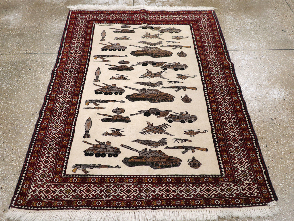 Vintage Afghan Baluch Pictorial War Rug, No.31325 - Gsblank