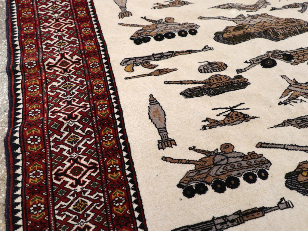 Vintage Afghan Baluch Pictorial War Rug, No.31325 - Gsblank