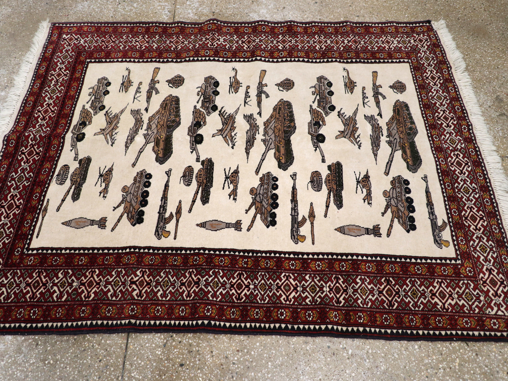Vintage Afghan Baluch Pictorial War Rug, No.31325 - Gsblank