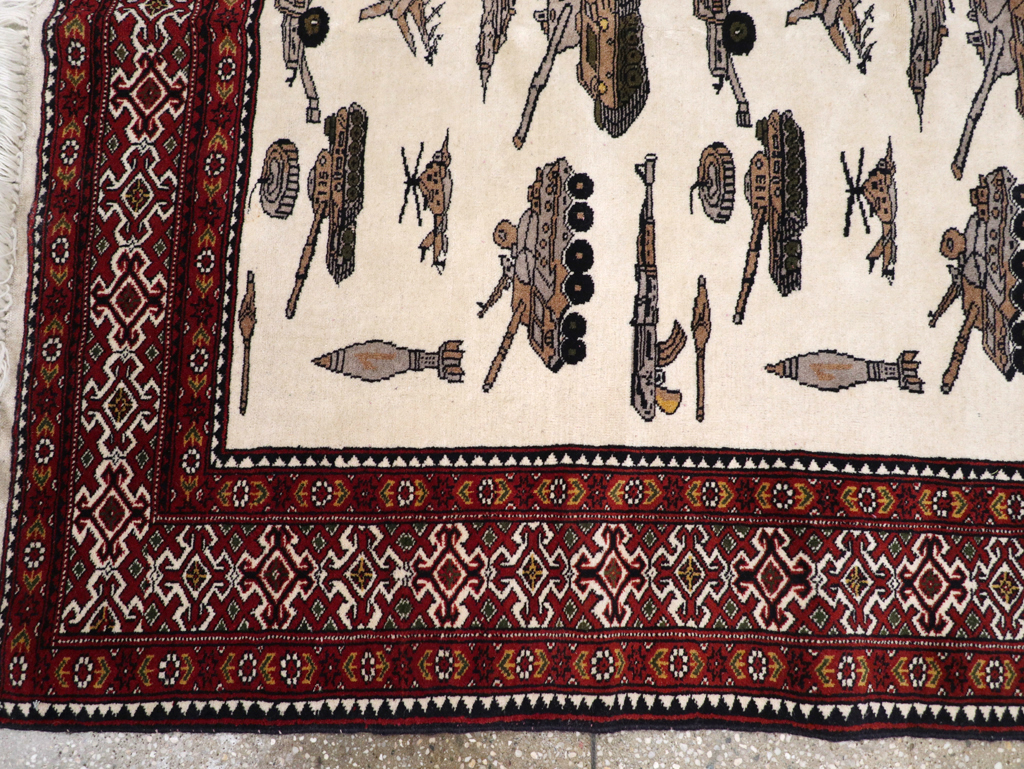Vintage Afghan Baluch Pictorial War Rug, No.31325 - Gsblank