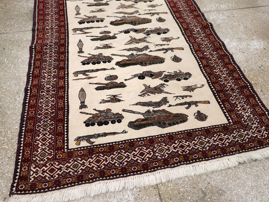 Vintage Afghan Baluch Pictorial War Rug, No.31325 - Gsblank
