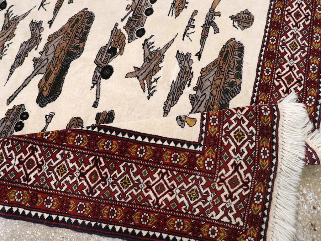 Vintage Afghan Baluch Pictorial War Rug, No.31325 - Gsblank