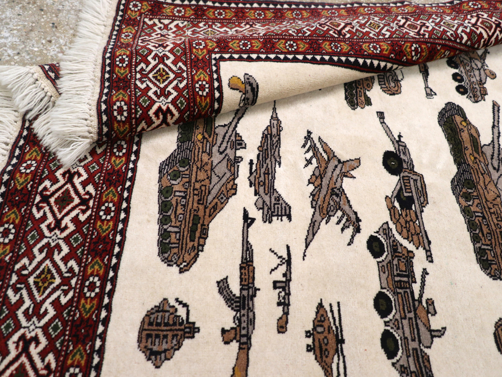 Vintage Afghan Baluch Pictorial War Rug, No.31325 - Gsblank