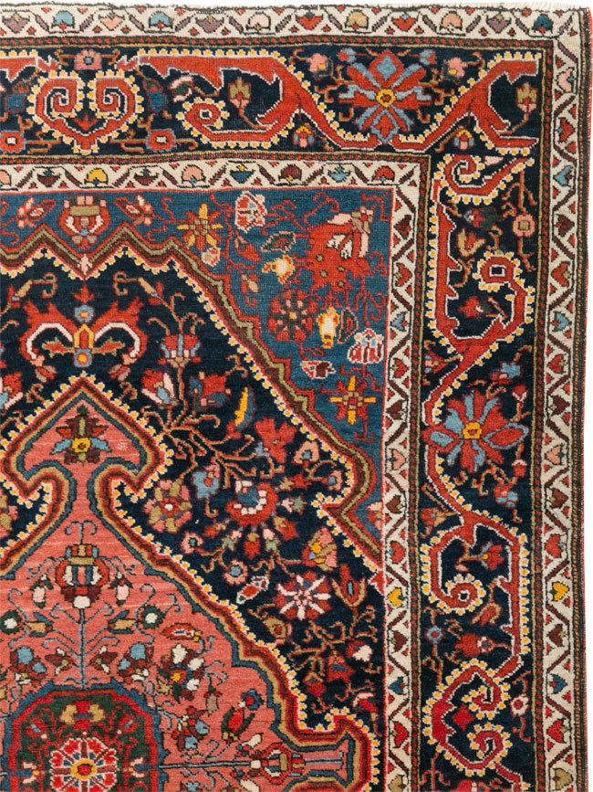 Antique Persian Sarouk Throw Rug, No.31327 - Gsblank
