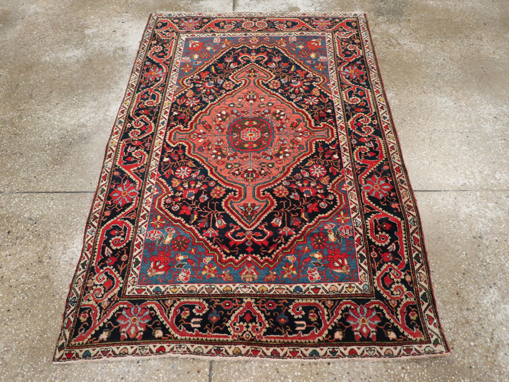Antique Persian Sarouk Throw Rug, No.31327 - Gsblank