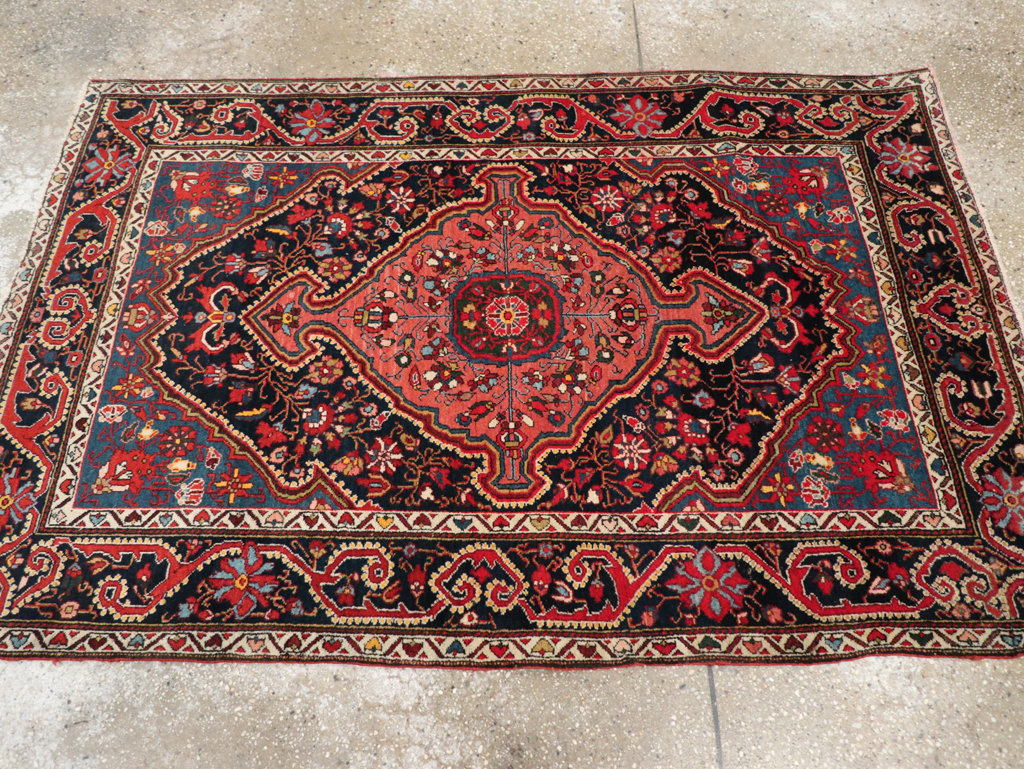 Antique Persian Sarouk Throw Rug, No.31327 - Gsblank