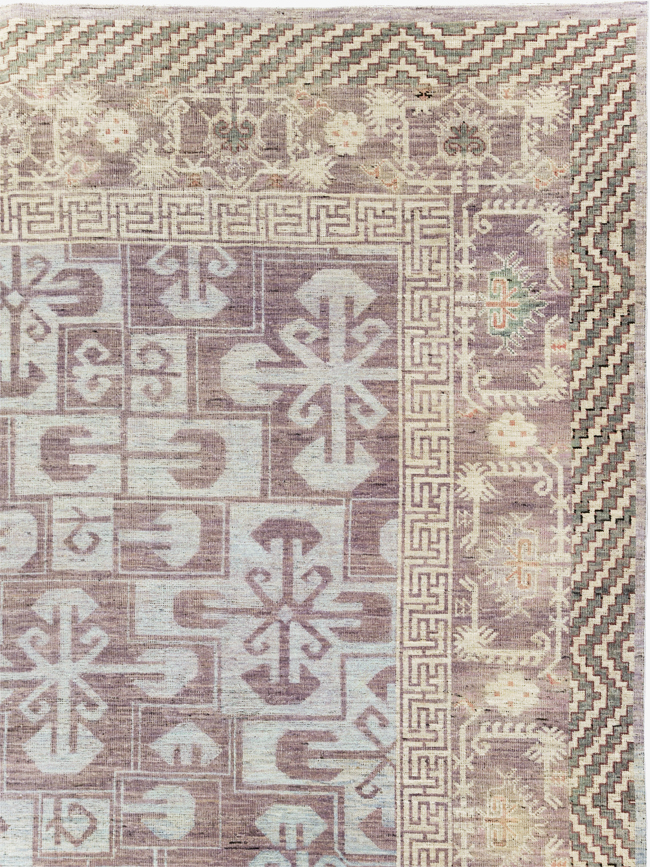 Contemporary East Turkestan Khotan Room Size Carpet, No.31329 - Gsblank