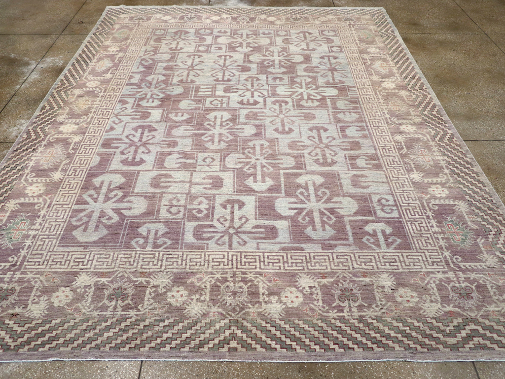 Contemporary East Turkestan Khotan Room Size Carpet, No.31329 - Gsblank
