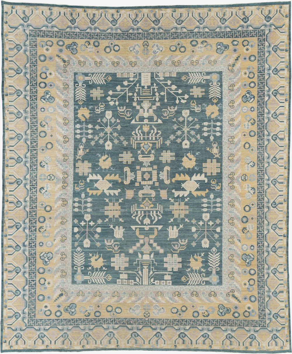 Contemporary East Turkestan Khotan Large Room Size Carpet, No.31330 - Gsblank