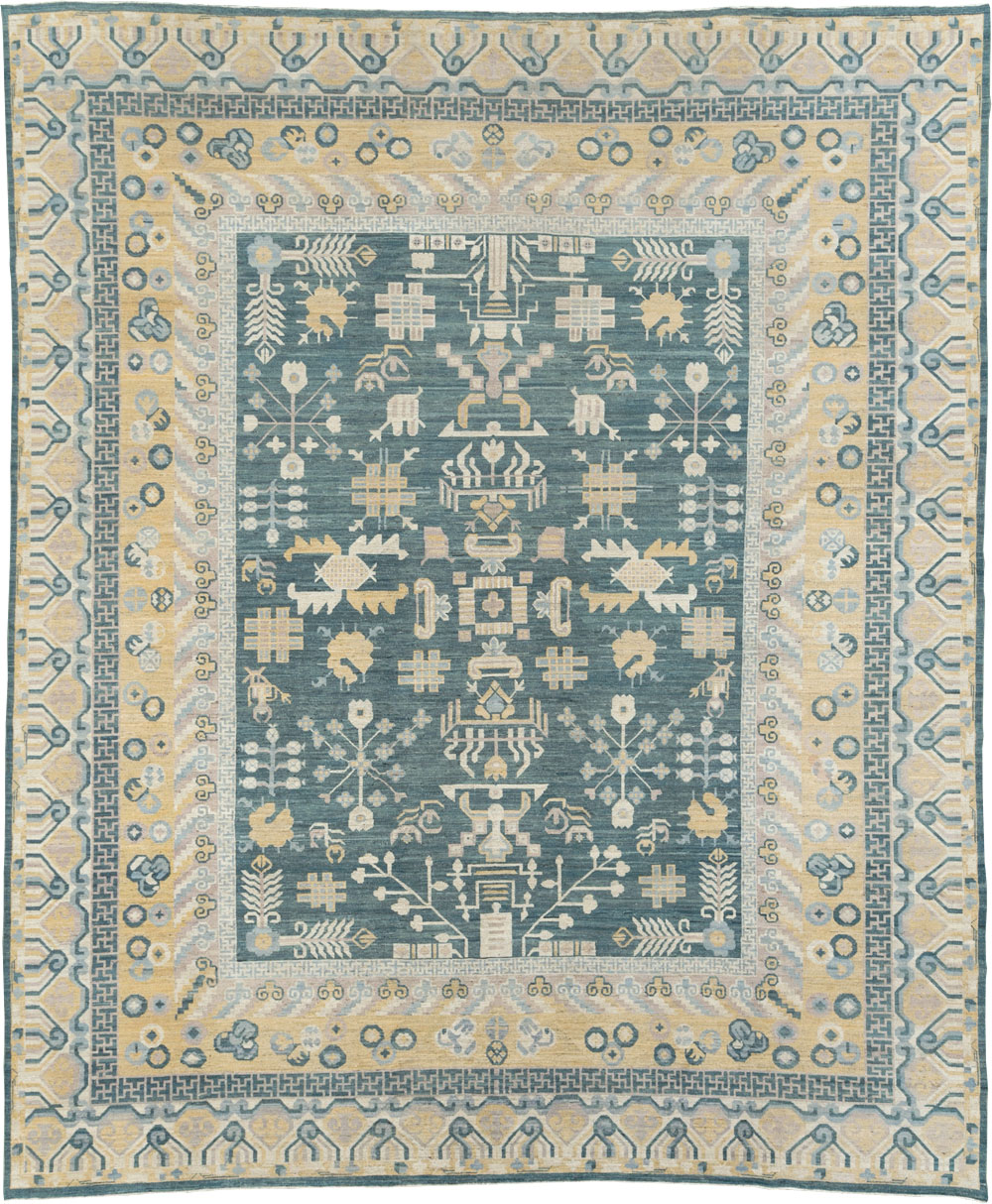 Contemporary East Turkestan Khotan Large Room Size Carpet, No.31330 - Gsblank