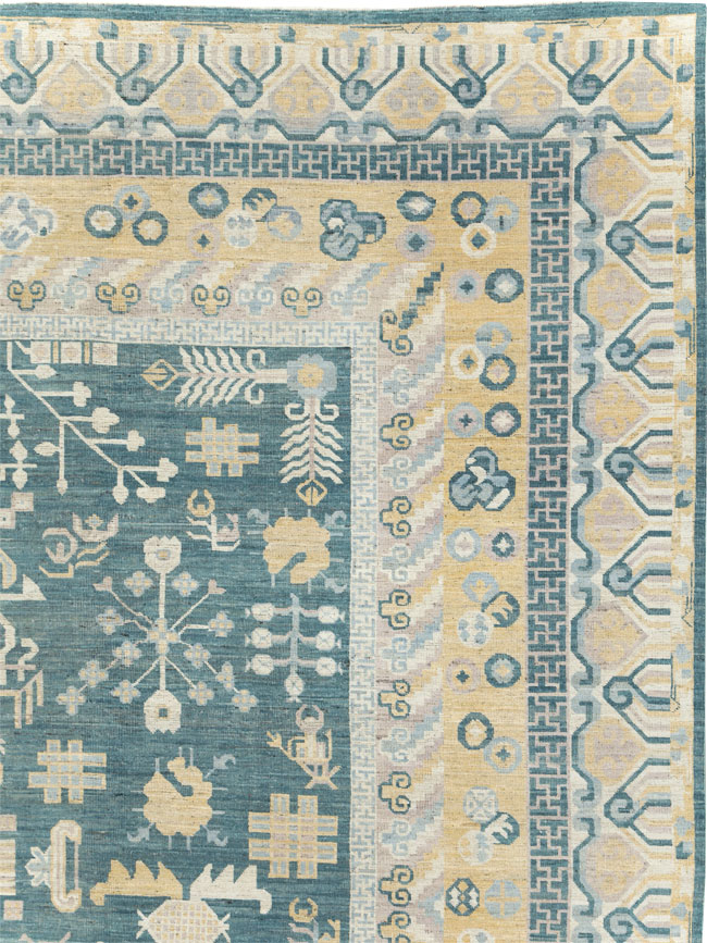 Contemporary East Turkestan Khotan Large Room Size Carpet, No.31330 - Gsblank