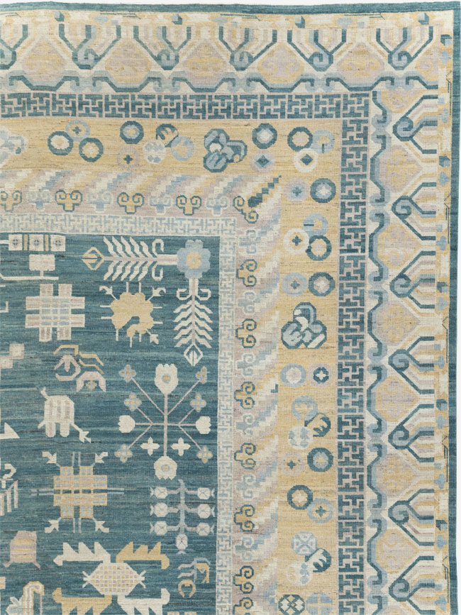 Contemporary East Turkestan Khotan Large Room Size Carpet, No.31330 - Gsblank