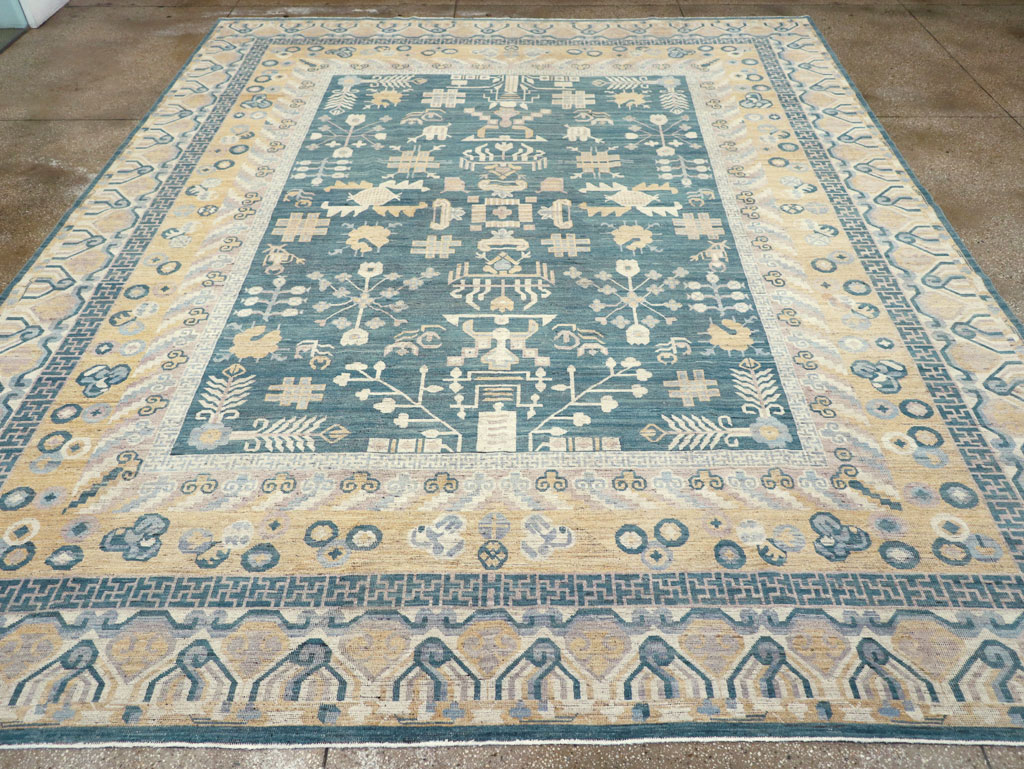 Contemporary East Turkestan Khotan Large Room Size Carpet, No.31330 - Gsblank