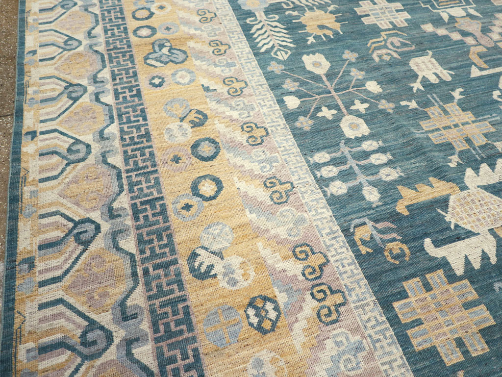 Contemporary East Turkestan Khotan Large Room Size Carpet, No.31330 - Gsblank