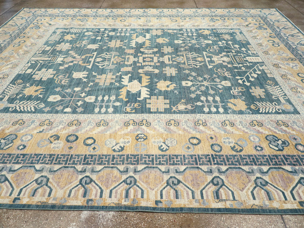 Contemporary East Turkestan Khotan Large Room Size Carpet, No.31330 - Gsblank