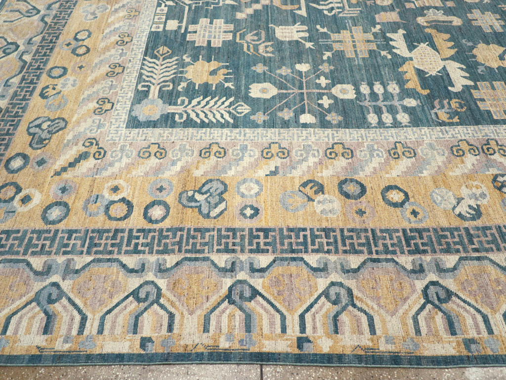 Contemporary East Turkestan Khotan Large Room Size Carpet, No.31330 - Gsblank
