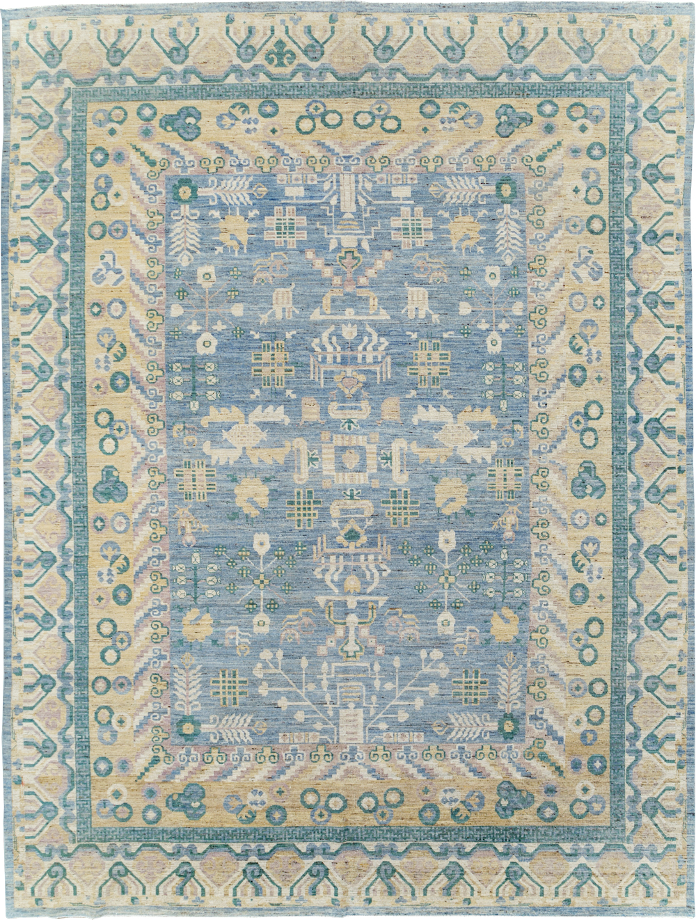 Contemporary East Turkestan Khotan Room Size Carpet, No.31331 - Gsblank