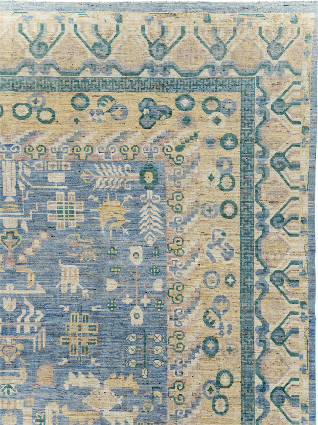 Contemporary East Turkestan Khotan Room Size Carpet, No.31331 - Gsblank