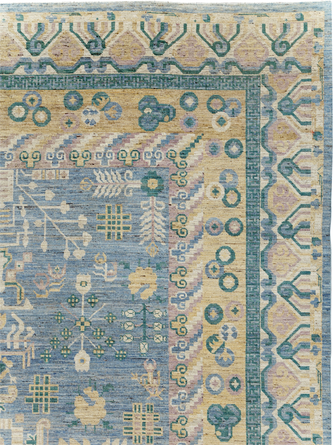 Contemporary East Turkestan Khotan Room Size Carpet, No.31331 - Gsblank