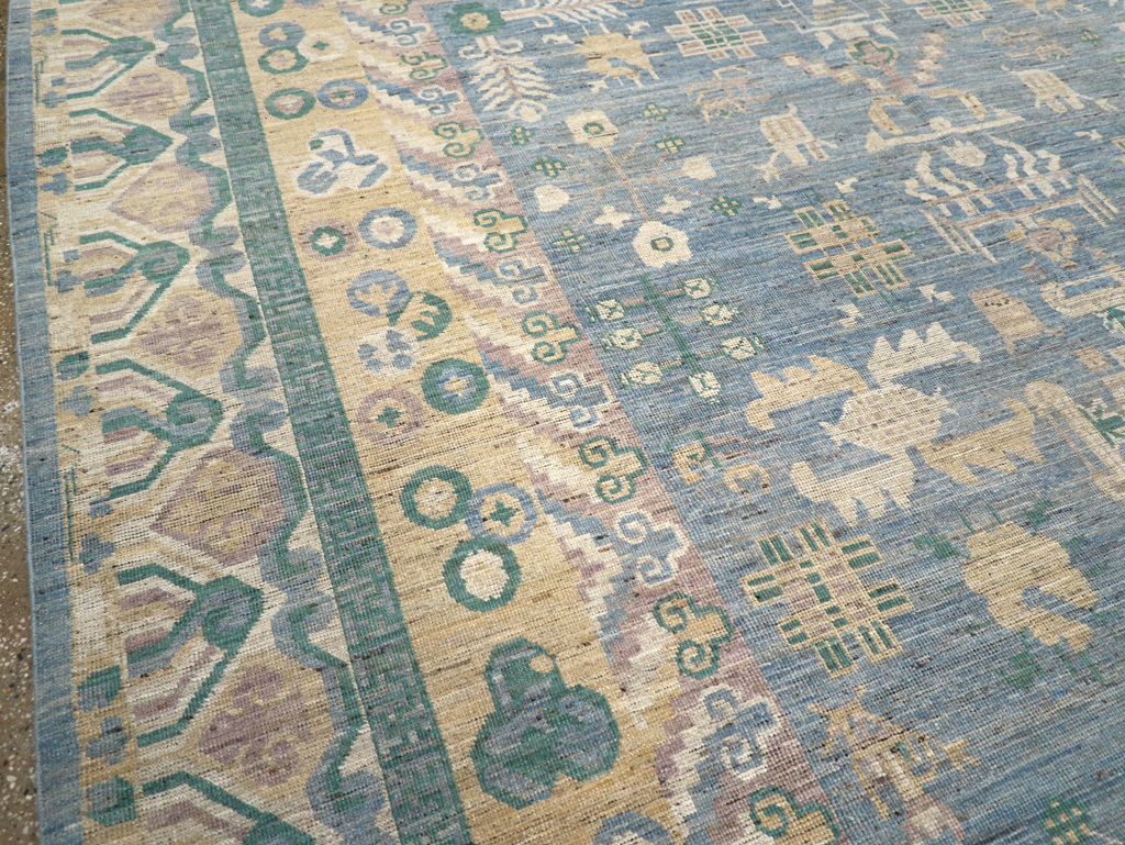 Contemporary East Turkestan Khotan Room Size Carpet, No.31331 - Gsblank