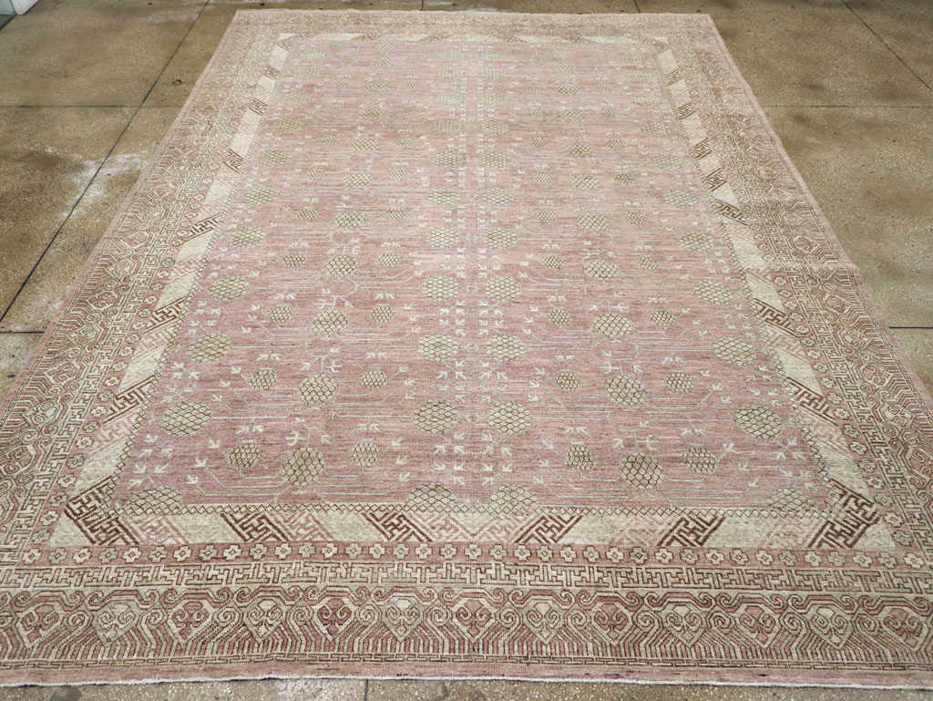 Contemporary East Turkestan Khotan Room Size Carpet, No.31332 - Gsblank