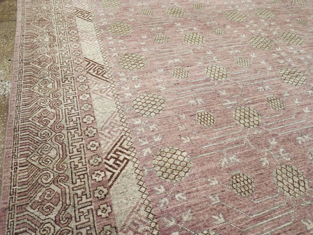 Contemporary East Turkestan Khotan Room Size Carpet, No.31332 - Gsblank