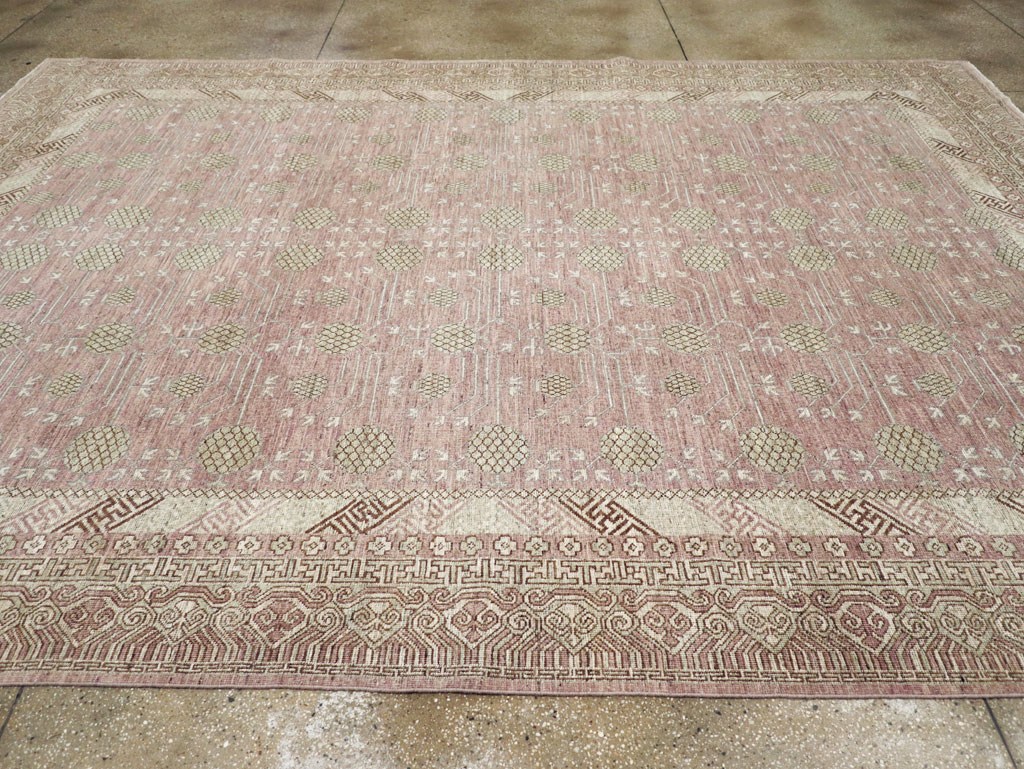 Contemporary East Turkestan Khotan Room Size Carpet, No.31332 - Gsblank