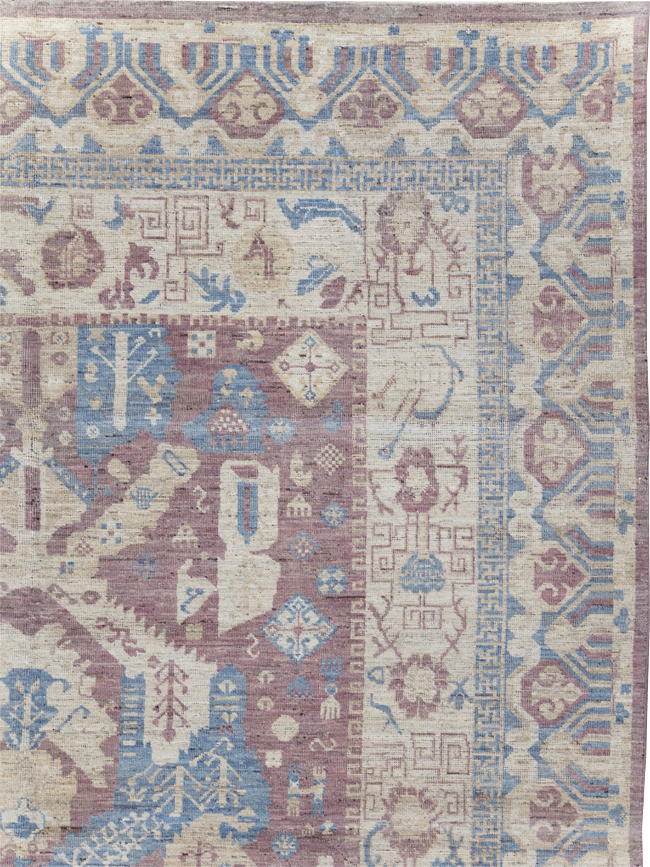 Contemporary East Turkestan Khotan Room Size Carpet, No.31334 - Gsblank