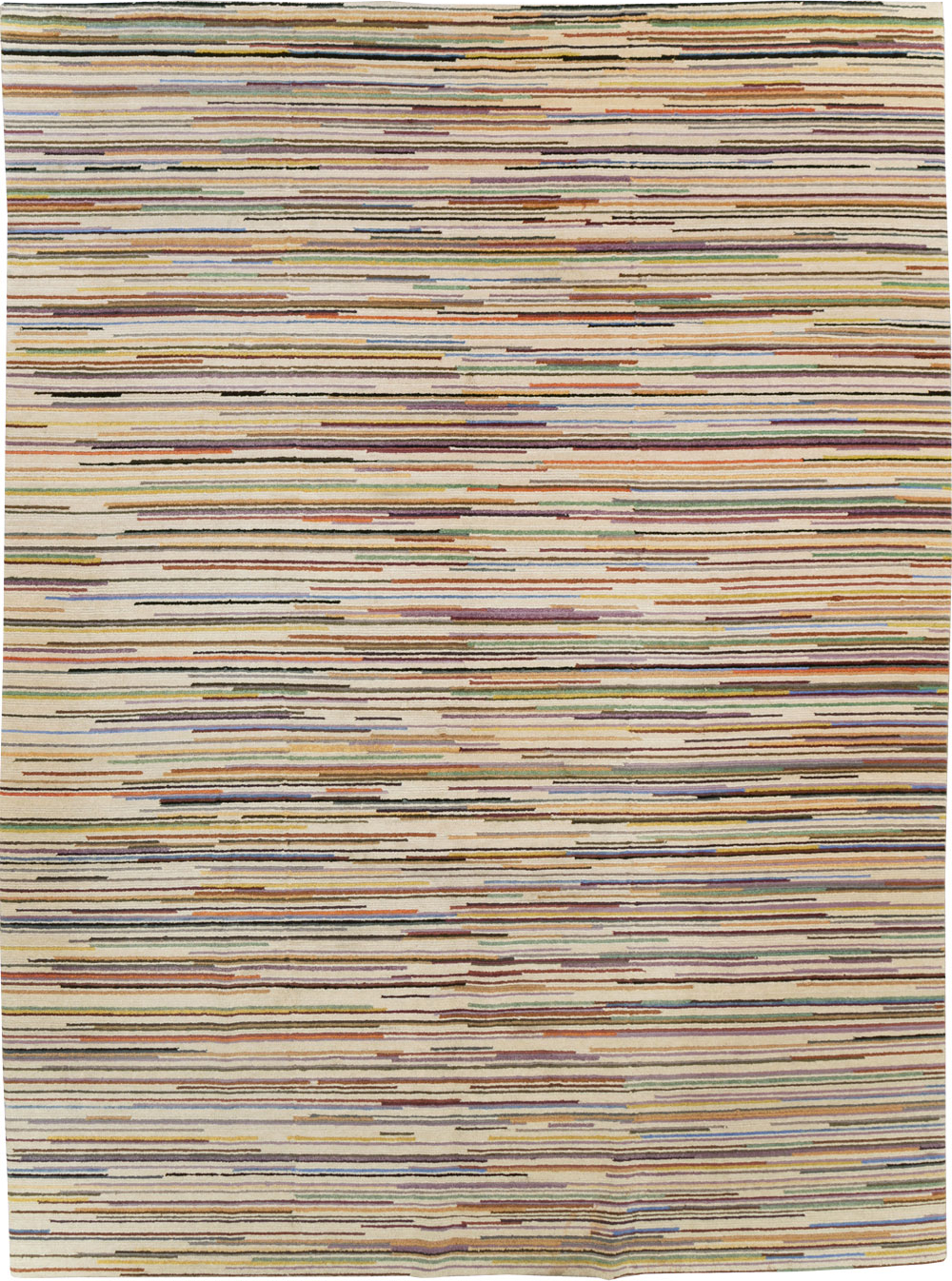 Contemporary Turkish Striped Room Size Carpet, No.31335 - Gsblank