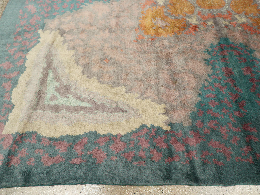 Antique European Art Deco Square Room Size Carpet, No.31338 - Gsblank