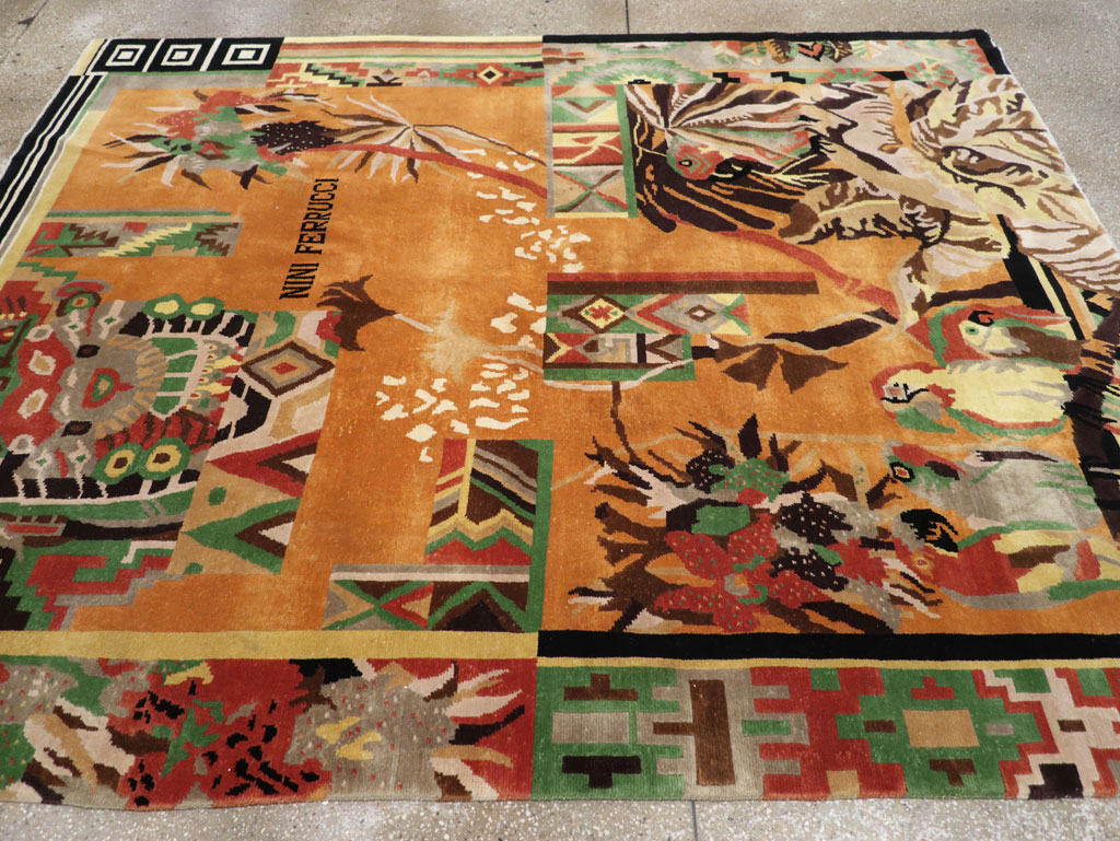 Vintage Tibetan Art Deco Carpet by Nini Ferrucci, No.31340 - Gsblank