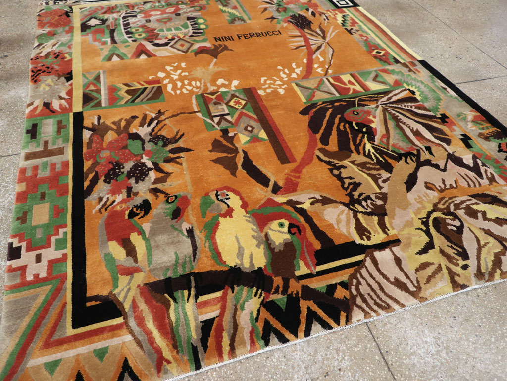 Vintage Tibetan Art Deco Carpet by Nini Ferrucci, No.31340 - Gsblank