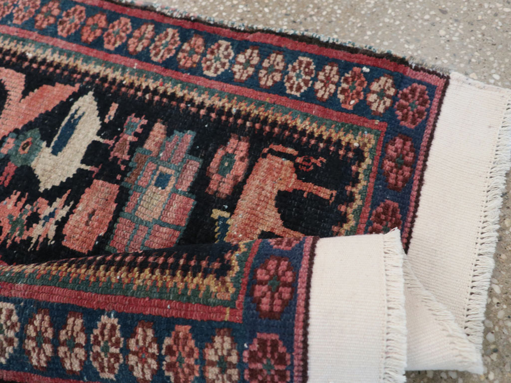 Antique Persian Kurdish Pictorial Throw Rug, No.31345 - Gsblank