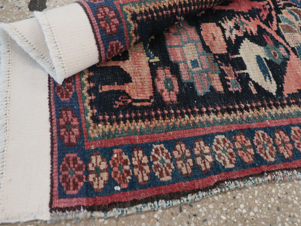 Antique Persian Kurdish Pictorial Throw Rug, No.31345 - Gsblank