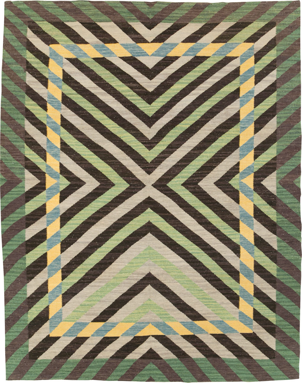 Contemporary Turkish Flatweave Room Size Carpet, No.31348 - Gsblank