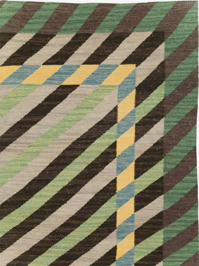 Contemporary Turkish Flatweave Room Size Carpet, No.31348 - Gsblank